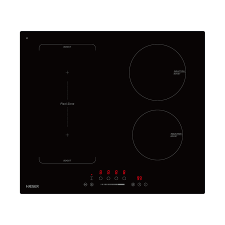 Plite & Aragazuri - Plita cu inductie incorporabila HAEGER FLEXI BOOST 7200, 4 zone de gatit, Putere 7200 W, Comenzi tactile Slider, Zona flexibila, Booster