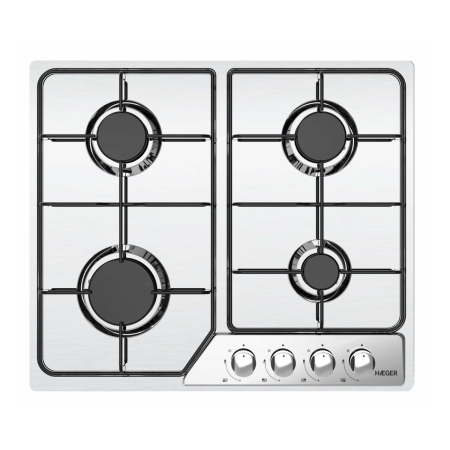 Plite & Aragazuri - Plita incorporabila pe gaz HAEGER, Latime 60 cm, 4 arzatoare, Grilaje din fonta, Aprindere integrata