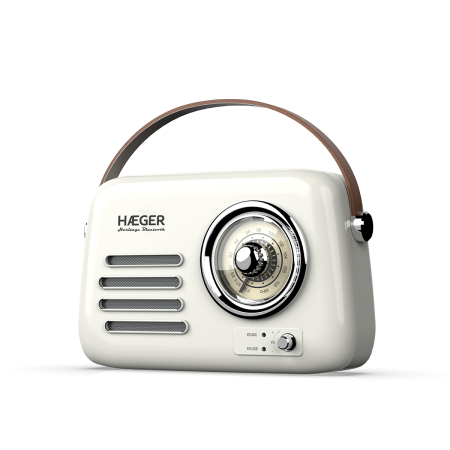 Electronice & Iluminat - Radio vintage HAEGER HERITAGE cu Bluetooth, Design retro, Receptie AM/FM, USB, AUX, Autonomie 20 h, Incarcare USB-C, Crem