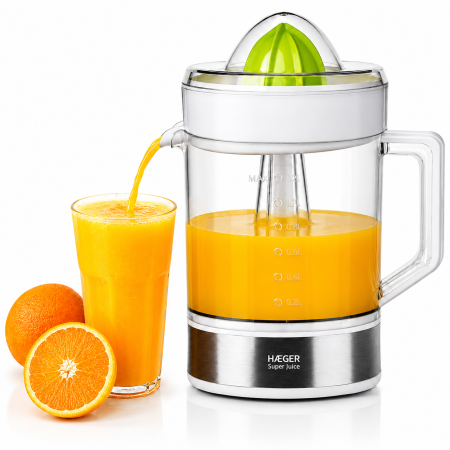Storcatoare - Storcator de fructe HAEGER SUPER JUICE, Capacitate 1.2L, Putere 40W, Bidirectional, Selector Pulpa, Alb