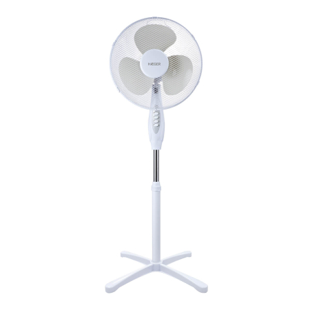 Climatizare - Ventilator cu picior HAEGER CROSS WIND, Diametru 40 cm, Putere 45 W, 3 viteze, Motor 100% cupru, Baza in X, Alb