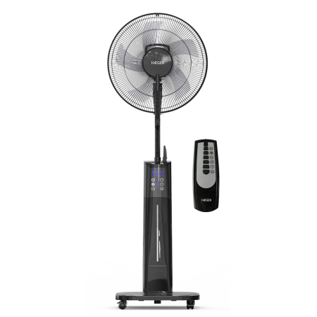 Climatizare - Ventilator cu picior si umidificator HAEGER BLACK MIST II, Putere 70 W, 3 viteze, Panou digital cu LED, Telecomanda, Negru
