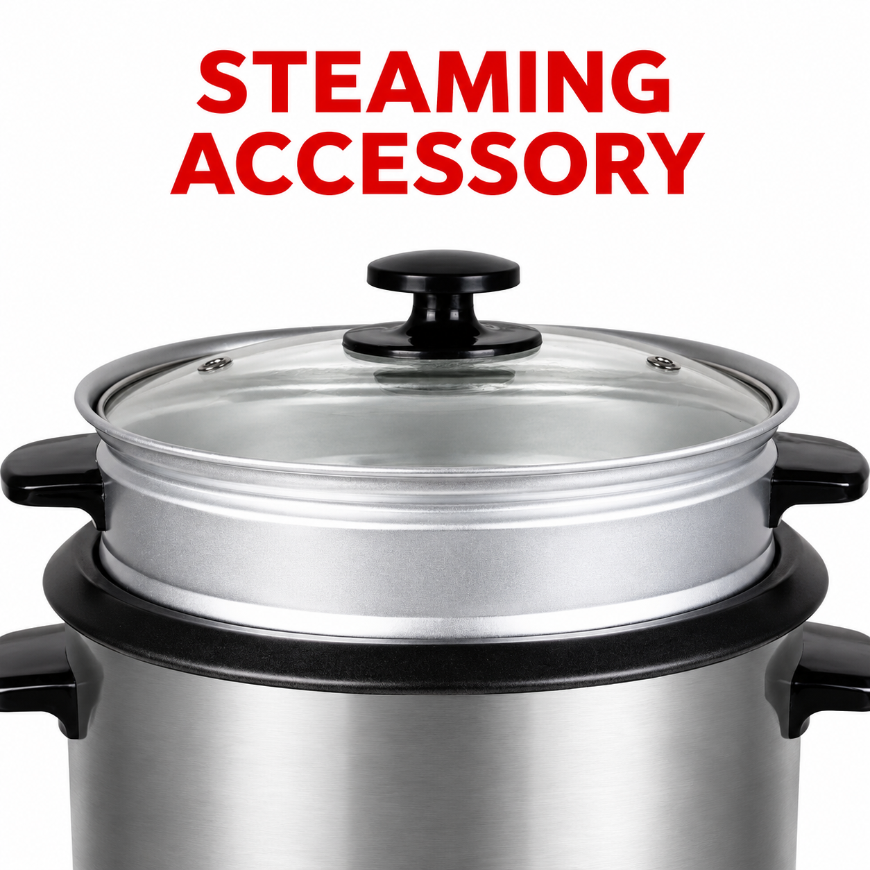 Aparat de gatit orez si aburi HAEGER RICE & STEAM, Capacitate 1.8L, Putere 700W, Functie de gatit cu aburi, Pastreaza orezul cald automat, Argintiu [3]
