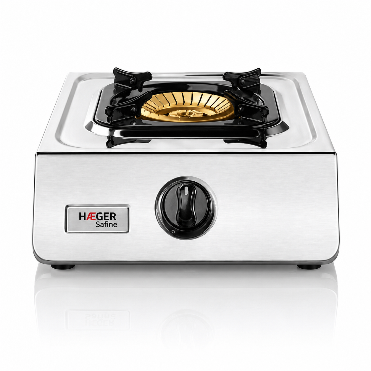 Aragaz portabil cu 1 arzator, HAEGER SAFINE, Arzator 110mm din bronz, Aprindere automata, Economie de energie pana la 30%, Baza pentru oale mari, Anticoroziv, Alb [1]