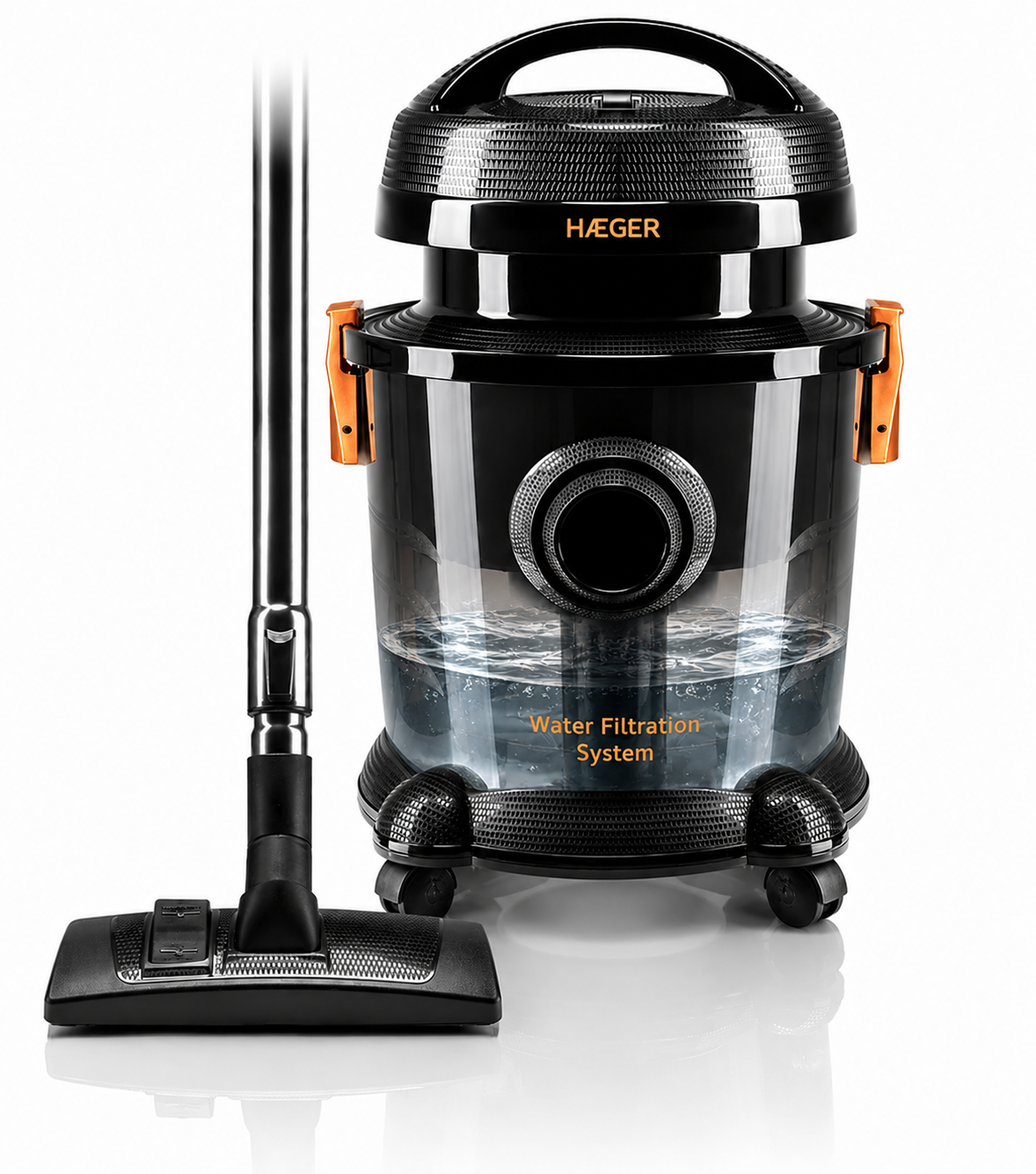 Aspirator cu fitrare prin apa HAEGER AQUACLEAN 1200, Putere 1200W, Rezervor apa 9L, Capacitate sac aspirare uscata 7L, Filtrare cu apa recomandata persoanelor cu alergii, Tub telescopic din inox, Negr [5]