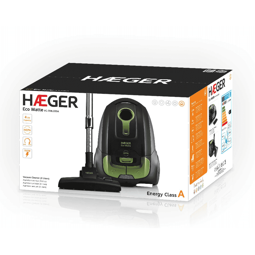 Aspirator cu sac HAEGER ECO MATTE, Putere 700 W, Capacitate 4 L, Filtru HEPA, Reglaj continuu al puterii, Tub telescopic metalic [3]