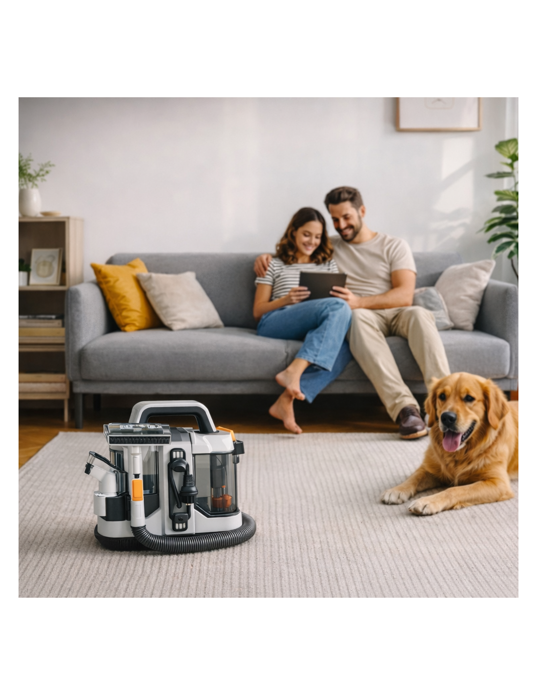 Aspirator cu spalare prin injectie-extractie HAEGER MAGIC CLEAN 750, Putere 750W, Rezervor dublu 1080ml/850ml, compact, Functie auto curatare, pentru covoare, canapele, tapiterie, Alb [6]