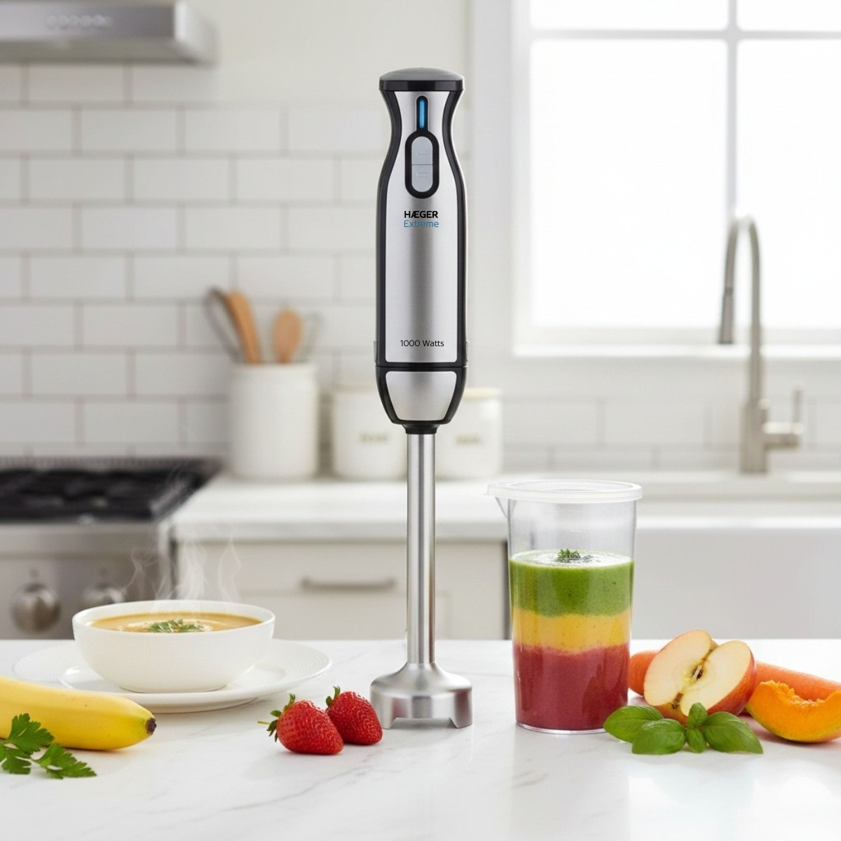 Blender de mana HAEGER EXTREME CUP 1000, Putere 1000 W, Lame din titan 5,4 cm, Pahar gradat inclus [1]