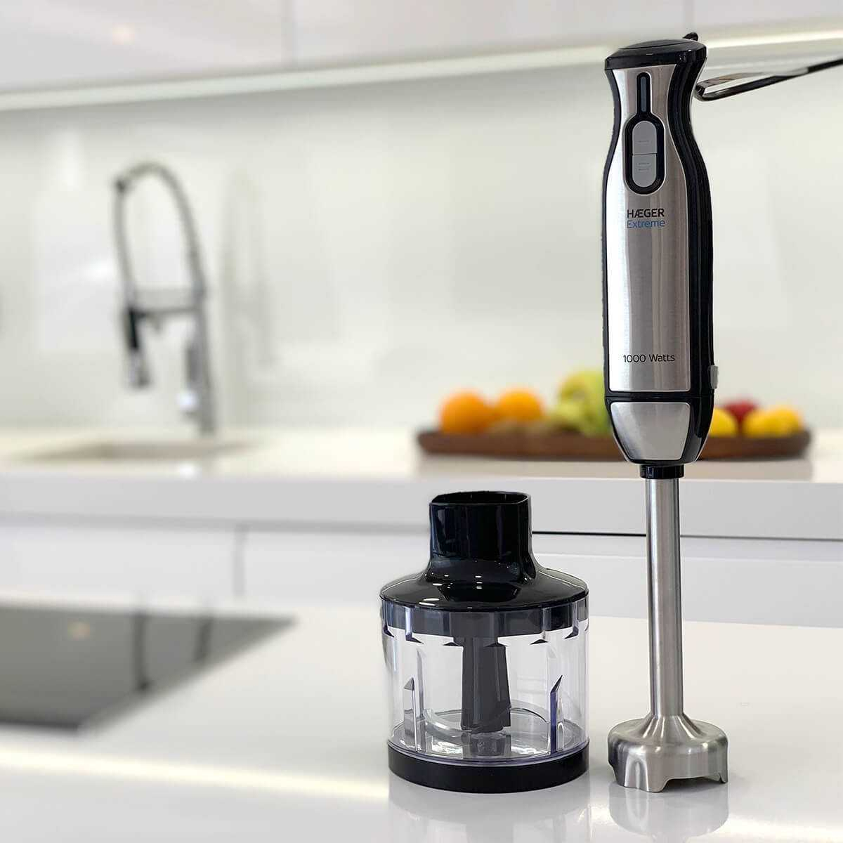 Blender vertical cu tocator HAEGER EXTREME CHOPPER, Set tocator inclus (lama titan 54mm), Putere 1000W, Functie Turbo putere maxima, Piese detasabile usor de curatat, Argintiu [5]