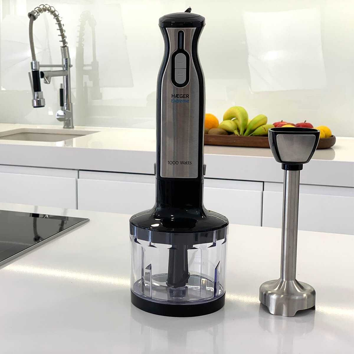 Blender vertical cu tocator HAEGER EXTREME CHOPPER, Set tocator inclus (lama titan 54mm), Putere 1000W, Functie Turbo putere maxima, Piese detasabile usor de curatat, Argintiu [6]