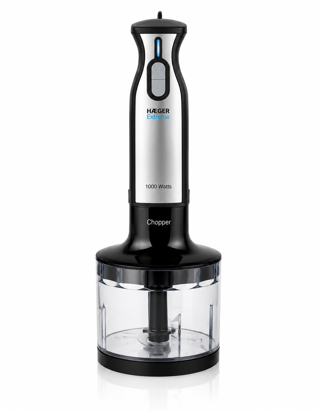 Blender vertical cu tocator HAEGER EXTREME CHOPPER, Set tocator inclus (lama titan 54mm), Putere 1000W, Functie Turbo putere maxima, Piese detasabile usor de curatat, Argintiu [3]