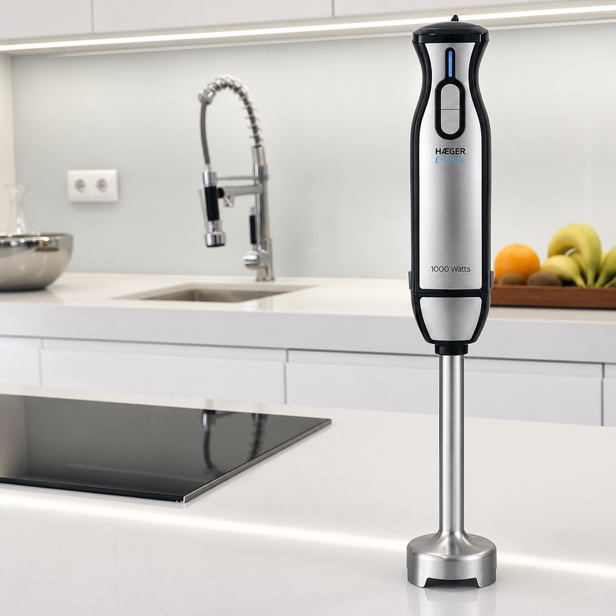 Blender vertical HAEGER EXTREME, Picior detasabil 22.5cm, Putere 1000W, Functie Turbo putere maxima, Piese detasabile usor de curatat, Argintiu [5]