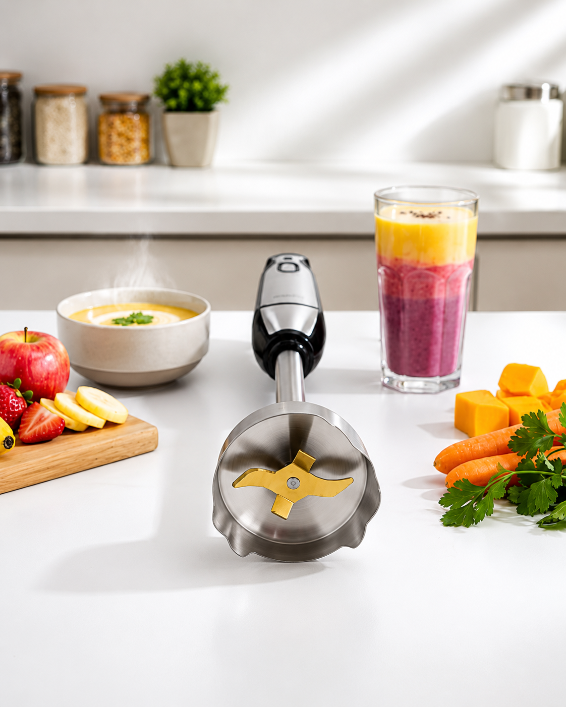 Blender vertical HAEGER EXTREME, Picior detasabil 22.5cm, Putere 1000W, Functie Turbo putere maxima, Piese detasabile usor de curatat, Argintiu [6]