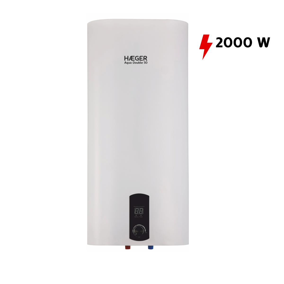 Boiler electric HAEGER AQUA DOUBLE 50, Capacitate 50 L, Putere 2000 W, 2 rezistente, Termostat reglabil, Montare pe perete [2]