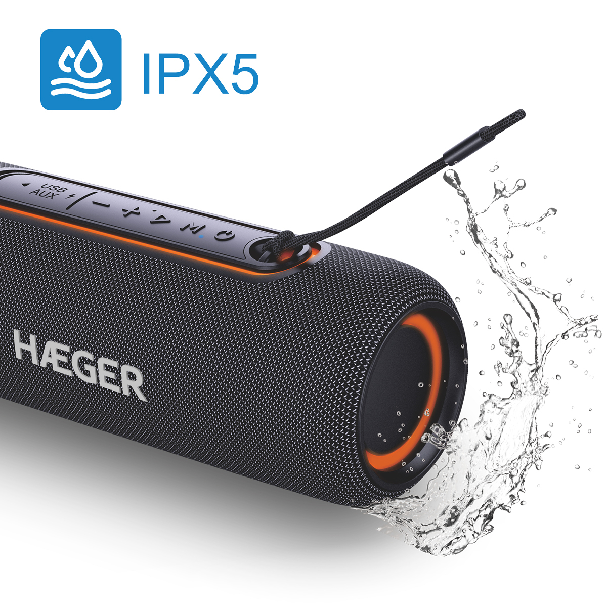 Boxa portabila Bluetooth HAEGER LIGHT BOOM, Putere 10 W, Autonomie 9 h, Protectie IPX5, Iluminare RGB cu 3 moduri, Microfon incorporat [1]