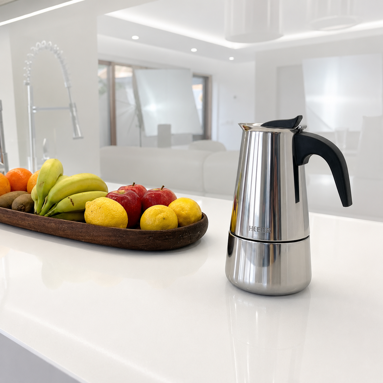 Cafetiera Moka HAEGER SS MOKA POT 10, Capacitate 10 cesti, Corp inox, Piese lavabile la masina de spalat vase, Compatibila cu toate tipurile de plite, Argintiu [2]