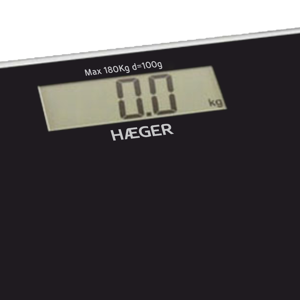 Cantar de baie digital HAEGER DARK, Capacitate 180 kg, Diviziune 100 g, Afisaj LCD mare, Activare prin atingere, Oprire automata, Baterii incluse [1]