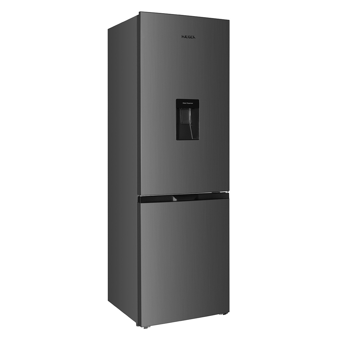 Combina frigorifica HAEGER NORTH POLE 320 COMBI-D, Capacitate 313 L, Clasa E, Congelator jos, Dispenser de apa, Aspect inox, Gri [1]