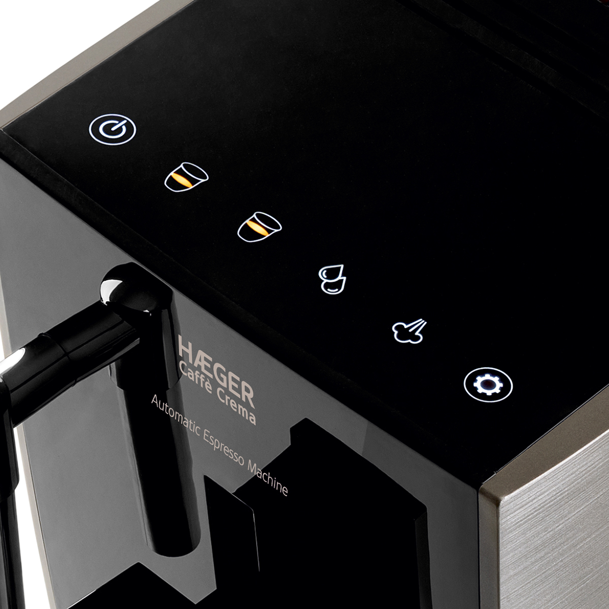 Espressor automat de cafea HAEGER CAFFE CREMA, Presiune 19 bar, Rezervor 1,2 L, Putere 1350 W, Macinis reglabil, Functie abur, Ecran tactil [3]