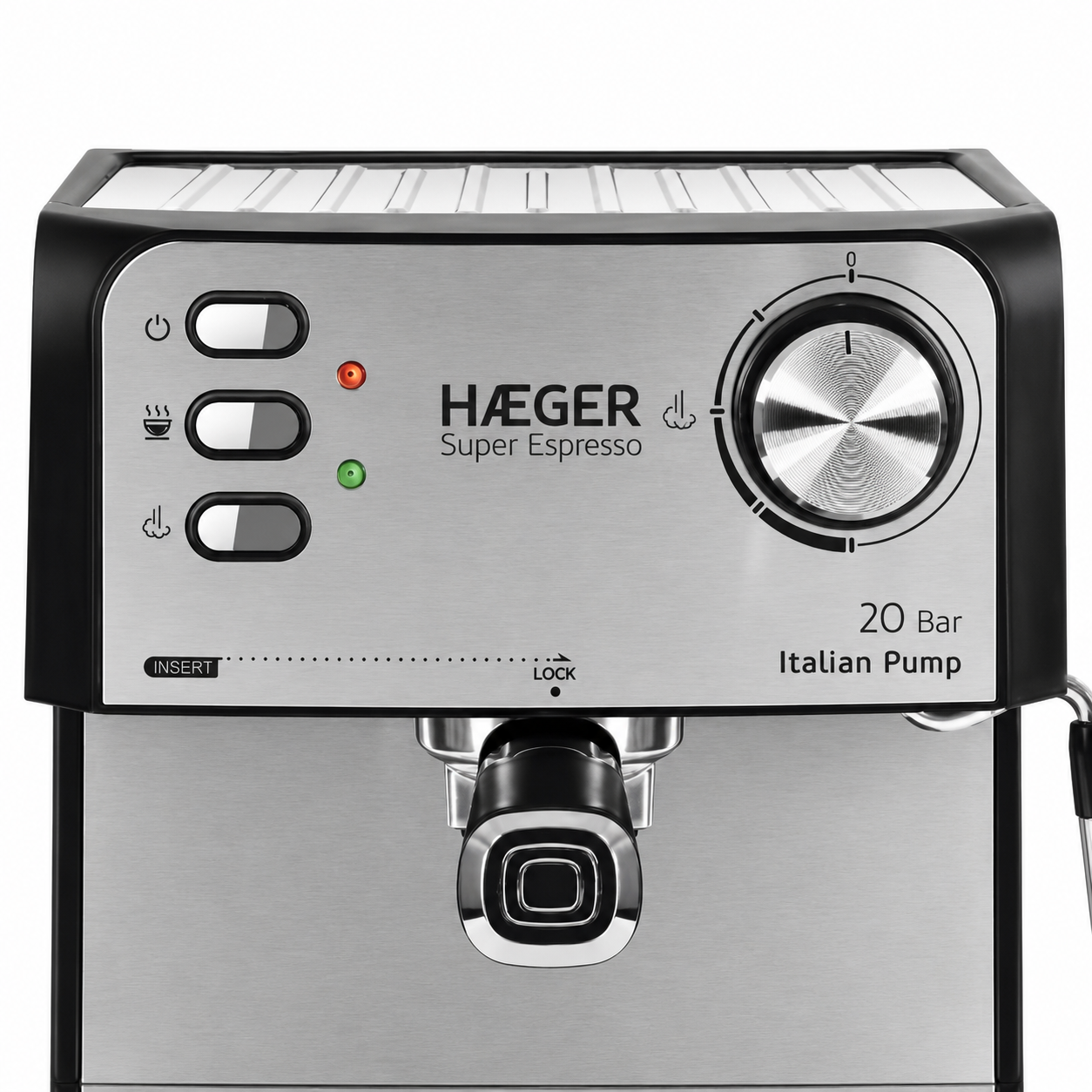 Espressor de cafea HAEGER SUPER ESPRESSO, Presiune 20 bar (pompa ULKA Italia), Cafea macinata si capsule, 1.6L, Extractie intensa cu aroma bogata, Incalzire cesti, Argintiu [3]