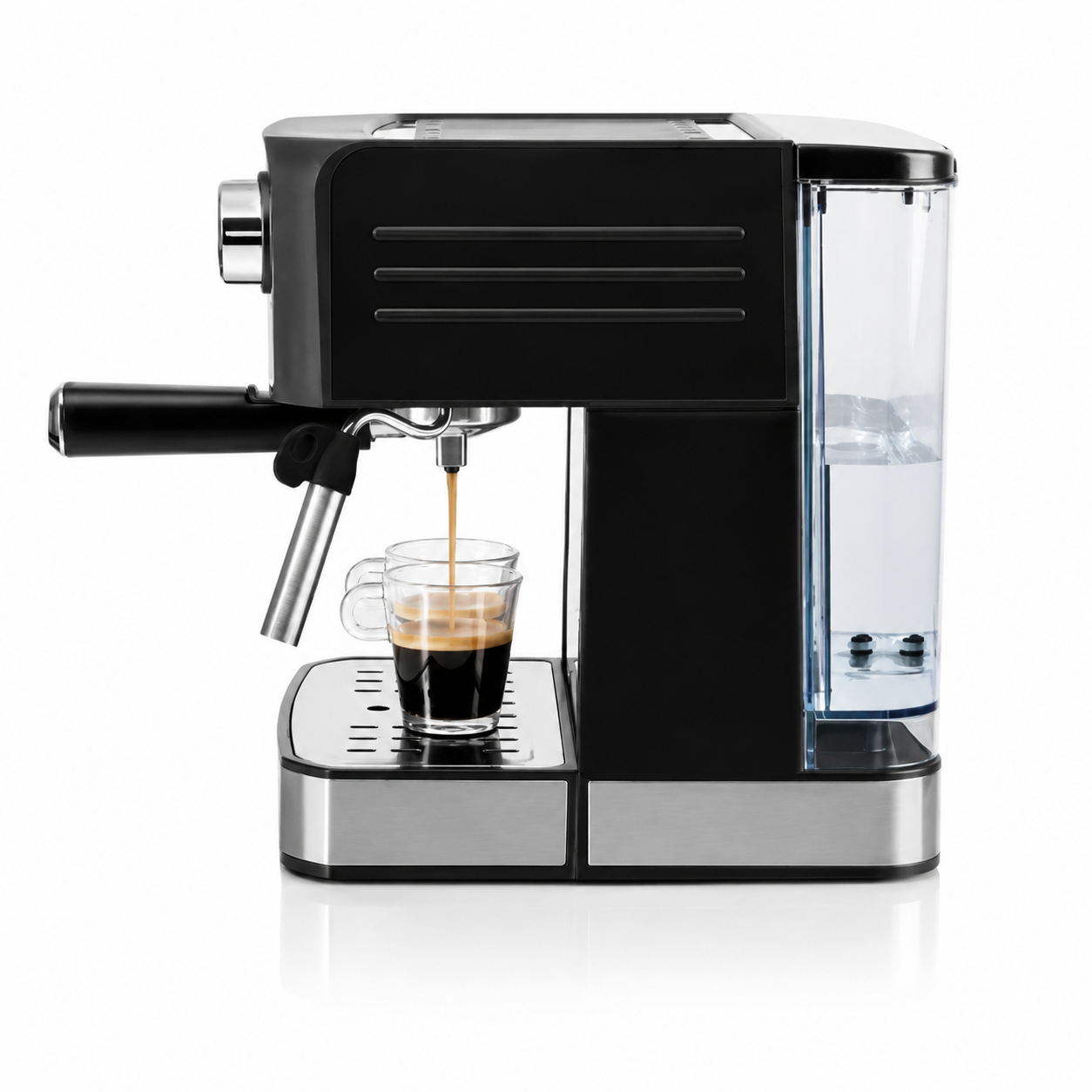 Espressor de cafea HAEGER SUPER ESPRESSO, Presiune 20 bar (pompa ULKA Italia), Cafea macinata si capsule, 1.6L, Extractie intensa cu aroma bogata, Incalzire cesti, Argintiu [2]