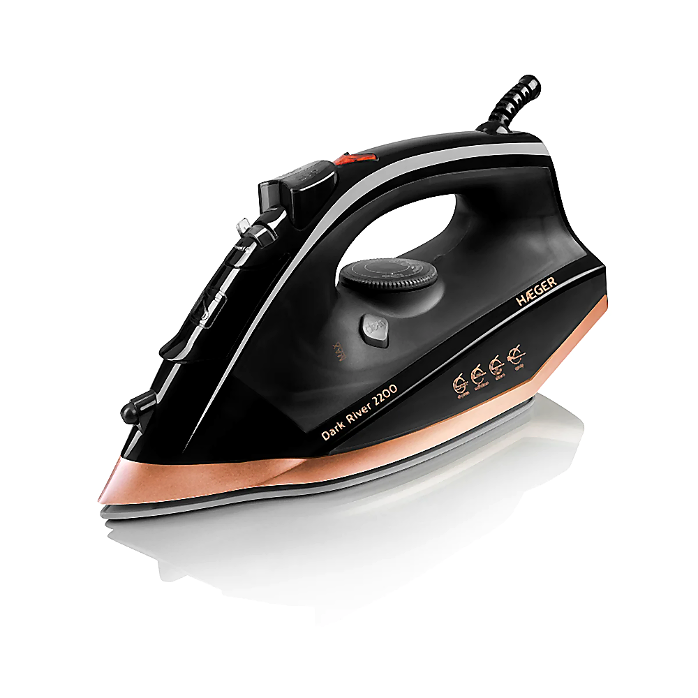 Fier de calcat cu abur HAEGER DARK RIVER, Talpa din inox, Putere 2200W, Jet abur pana la 60g/min, Sistem anti-calcar si anti-picurare, Abur vertical, Negru [1]