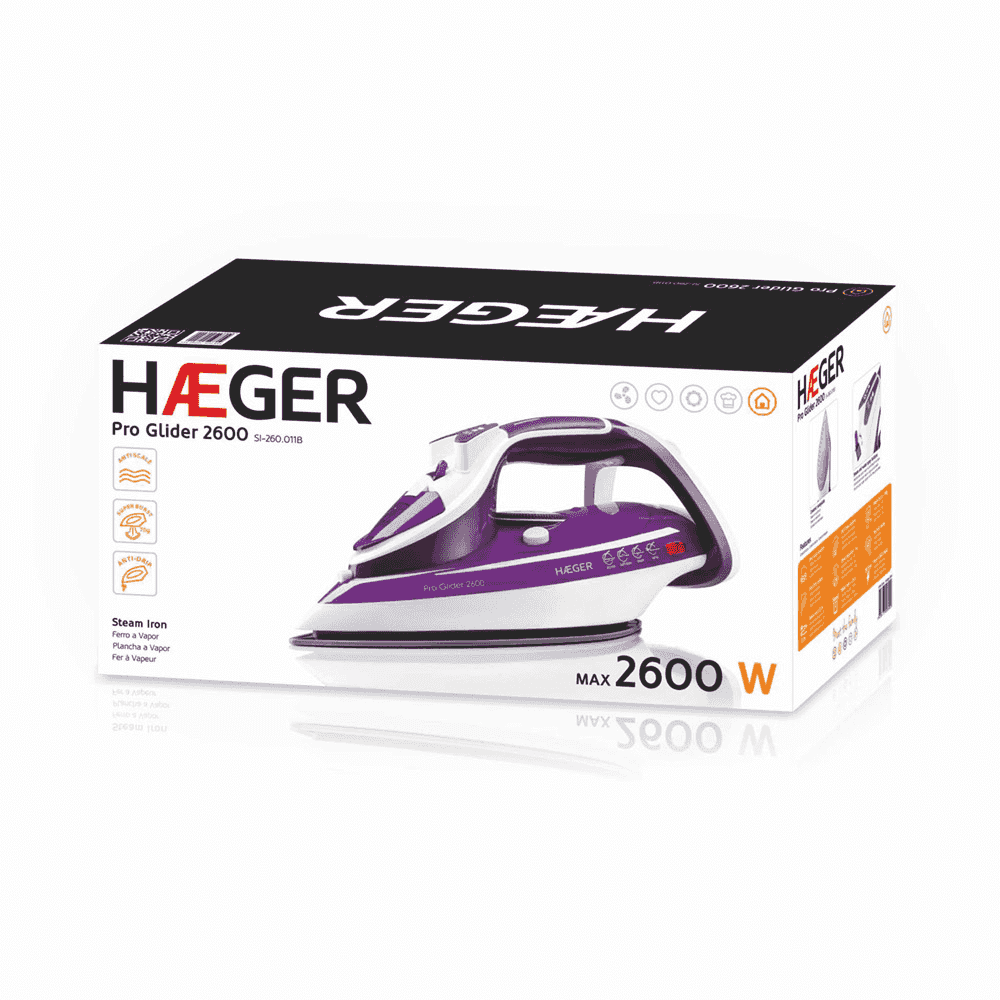 Fier de calcat cu abur HAEGER GLIDER PRO, Putere 2600 W, Talpa ceramica, Sistem anticalcar, Anti-picurare, Autocuratare, Abur vertical [4]