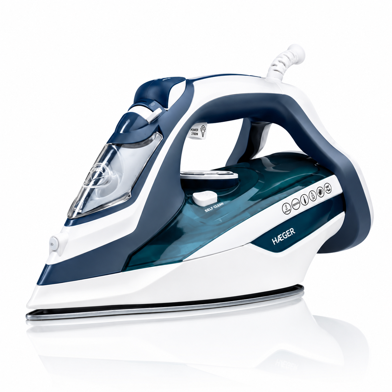 Fier de calcat cu abur HAEGER ULTRA STEAM, Talpa ceramica, 2800W, Jet abur pana la 80g/min, Sistem anti-calcar si anti-picurare, Abur vertical, functie auto-curatare, albastru [1]