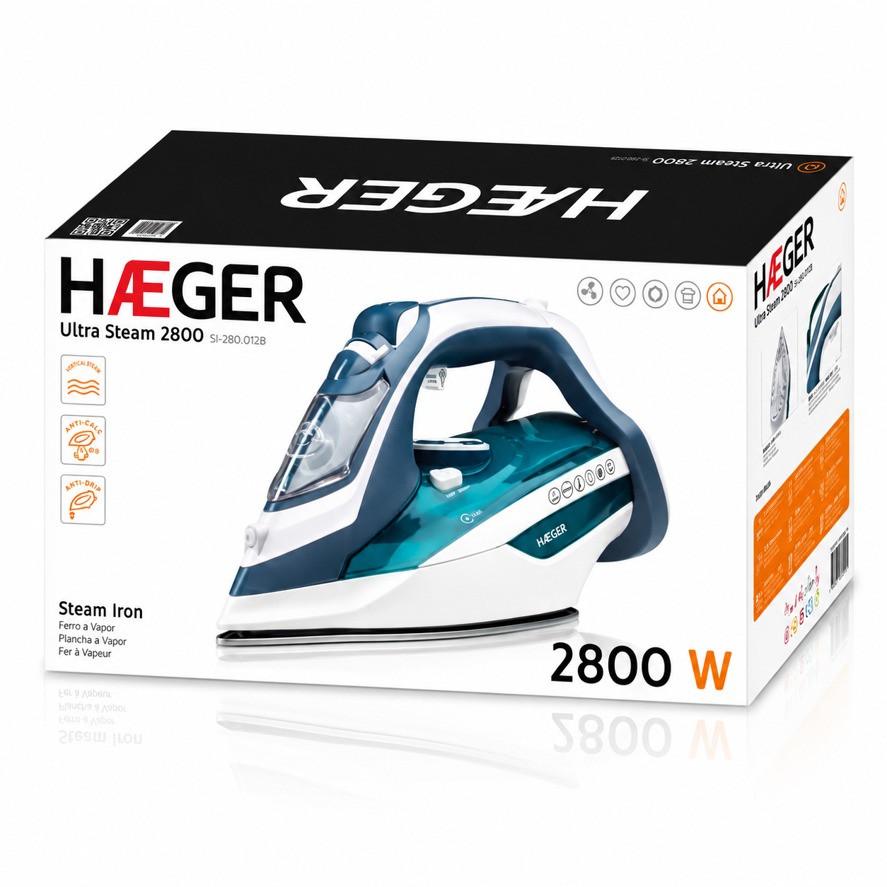 Fier de calcat cu abur HAEGER ULTRA STEAM, Talpa ceramica, 2800W, Jet abur pana la 80g/min, Sistem anti-calcar si anti-picurare, Abur vertical, functie auto-curatare, albastru [3]