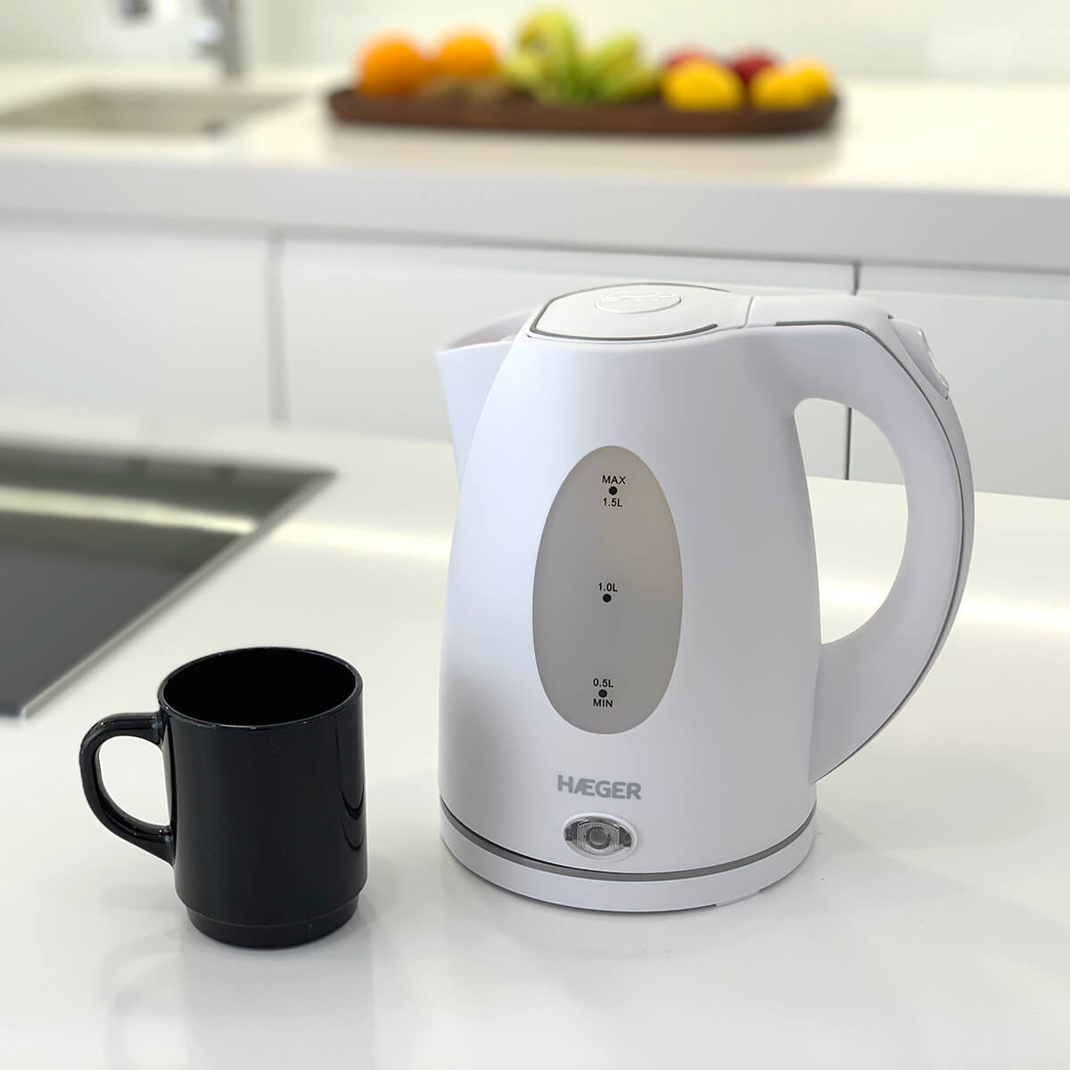 Fierbator electric HAEGER LONDON, Capacitate 1,5 L, Putere 2200 W, Baza rotativa 360 grade, Oprire automata, Protectie la supraincalzire [4]