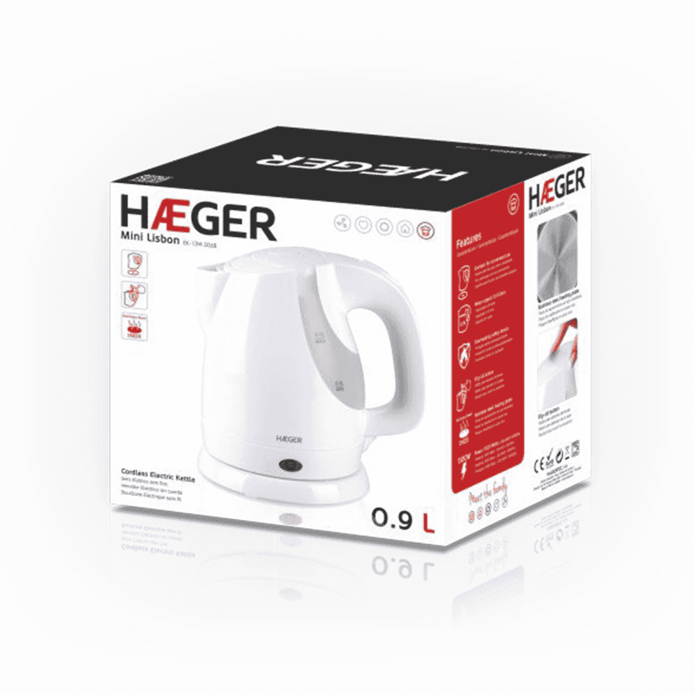 Fierbator electric HAEGER MINILISBON, Capacitate 0,9 L, Putere 1300 W, Baza rotativa 360 grade, Oprire automata, Protectie la supraincalzire [2]