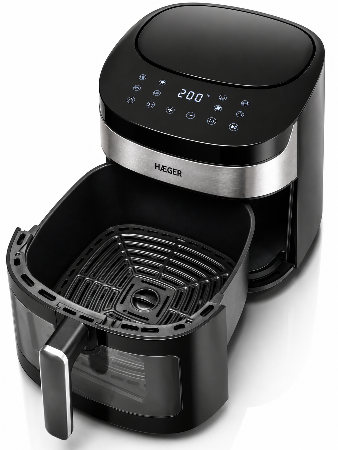 Friteuza cu aer cald HAEGER AIR BANQUET, 1800W, Capacitate 8L, 8 programe, Control digital, Tehnologie aer cald 360 grade, Cuva antiaderenta, Timer, Neagra [3]