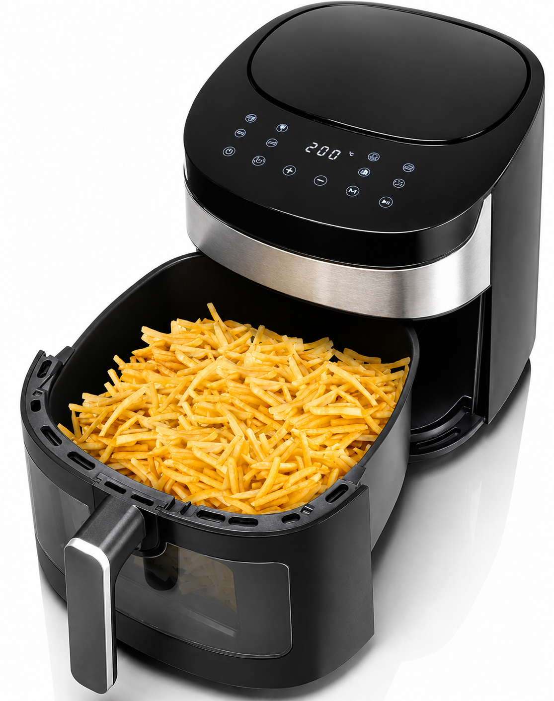 Friteuza cu aer cald HAEGER AIR BANQUET, 1800W, Capacitate 8L, 8 programe, Control digital, Tehnologie aer cald 360 grade, Cuva antiaderenta, Timer, Neagra [2]