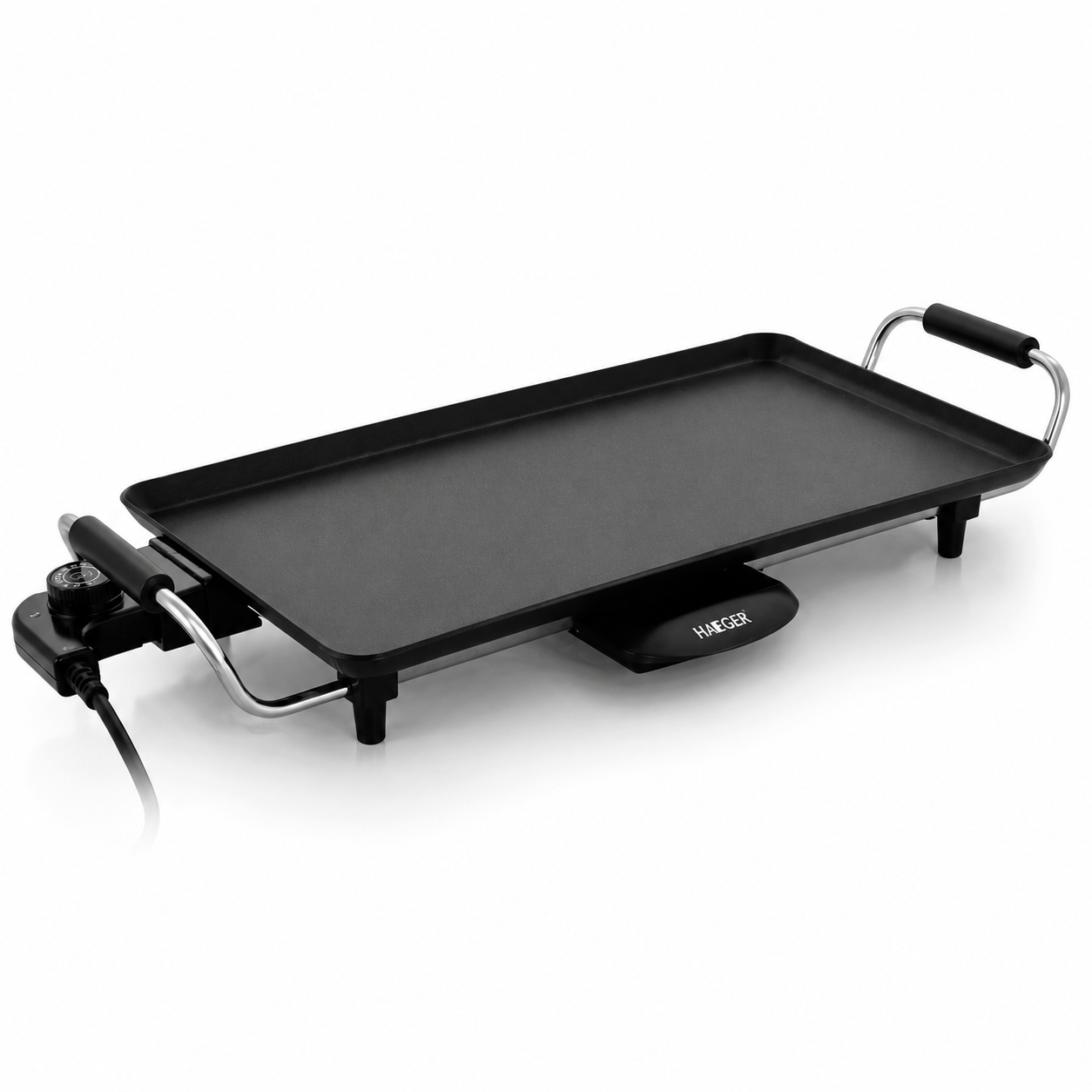Gratar electric HAEGER BAKING PLATE, Dimensiuni 460x260mm, Putere 2000W, Termostat reglabil 5 niveluri, Placi antiaderente, Negru [1]
