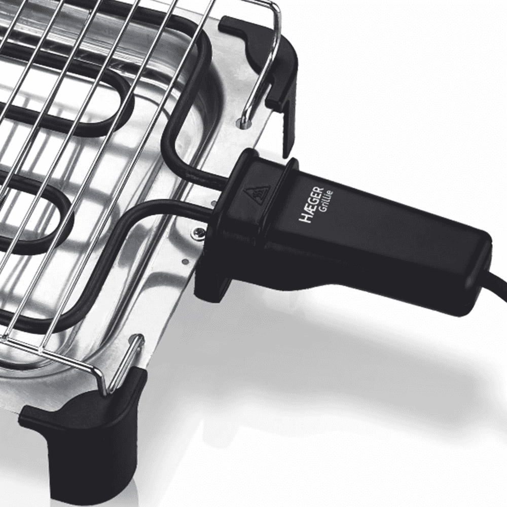 Grill electric HAEGER GRILIE, Putere 2000 W, Corp din inox, Tava de scurgere detasabila, Rezistenta mobila, Maner termoizolant [1]