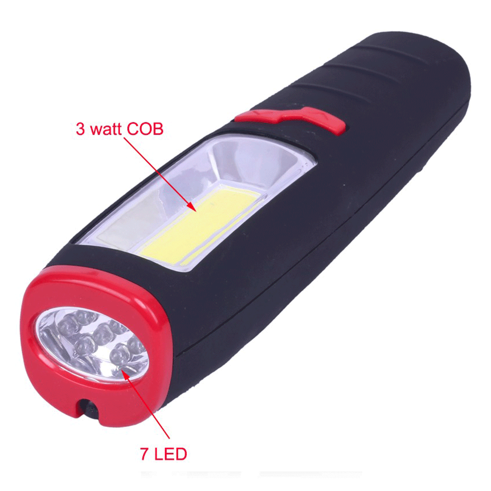 Lanterna HAEGER LONG LED, COB 3 W + 7 LED-uri, Magnet de fixare, Carlig de agatare, Alimentare cu 3 baterii AA incluse [2]