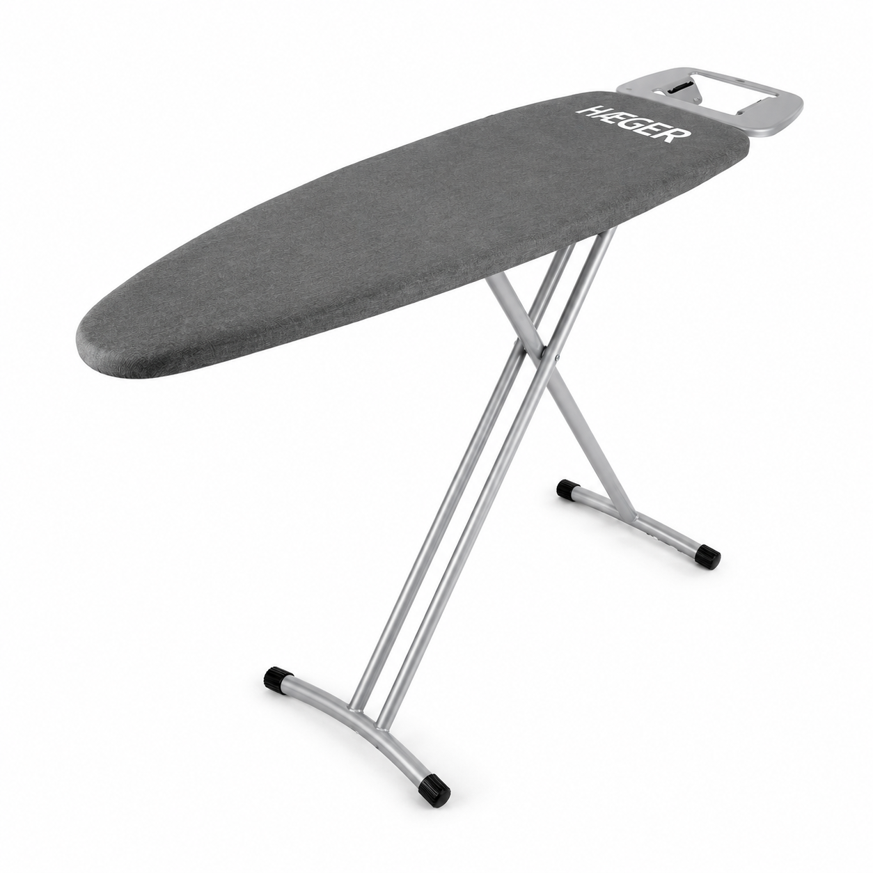 Masa de calcat HAEGER HOME, Inaltime reglabila la 90cm, suprafata de lucru 116x35 cm, blat plasa metalica, suport pentru fierul de calcat, husa bumbac, Gri [1]