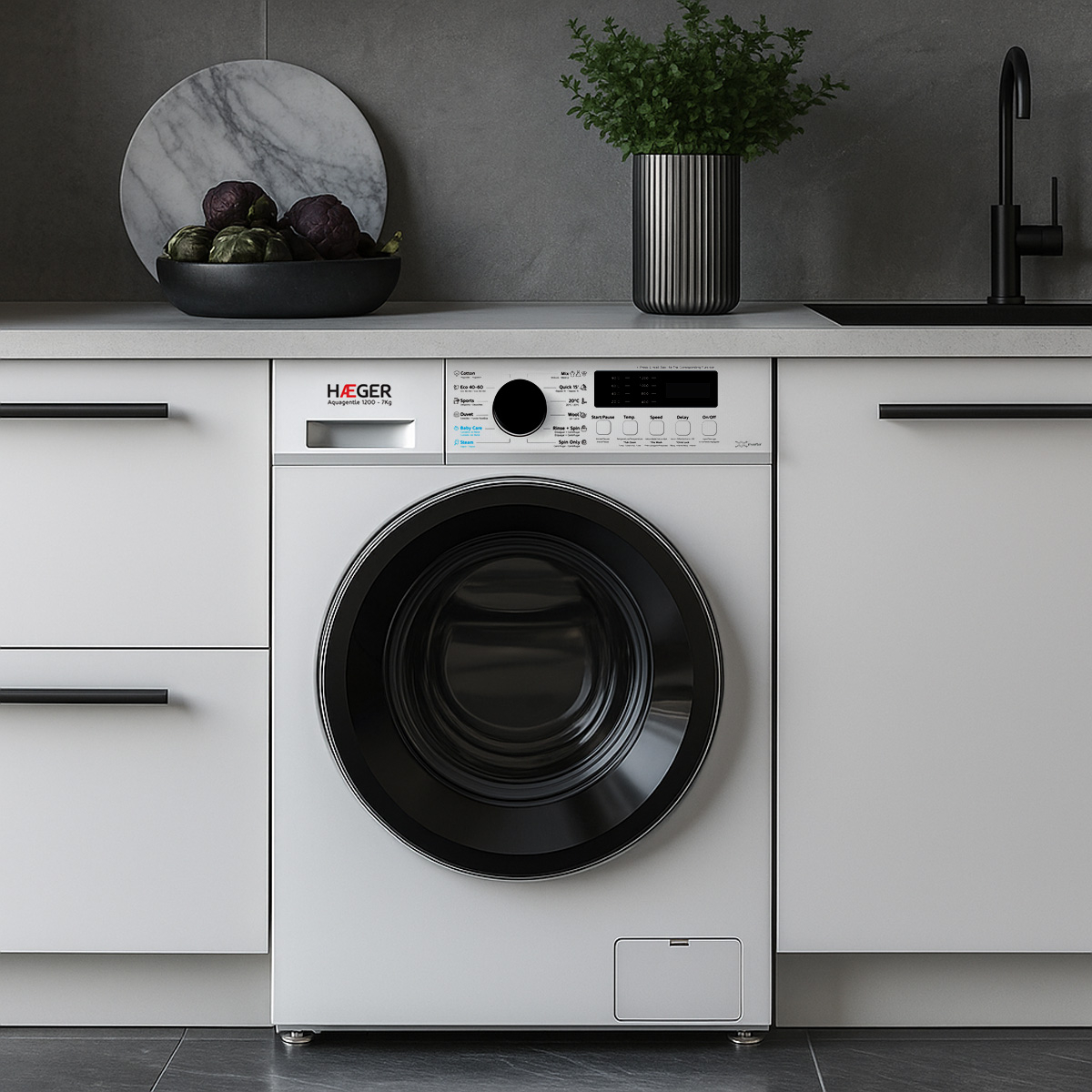 Masina de spalat rufe HAEGER AQUAGENTLE, Capacitate 7 kg, 1200 rpm, Clasa A, Motor Inverter BLDC, Afisaj digital [4]