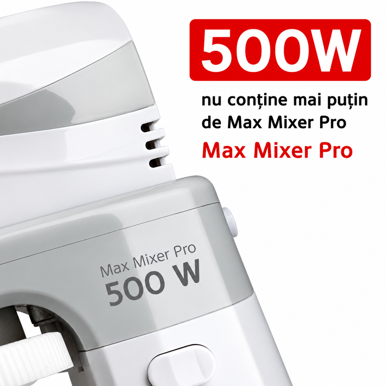 Mixer cu bol din inox HAEGER MAX MIXER PRO, Bol rotativ 3L, Putere 500W, Bol auto-rotativ pentru amestecare uniforma, 5 viteze si functie Turbo, Alb [5]