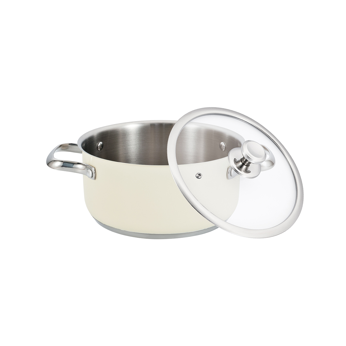 Oala HAEGER PASTEL POT 18H, Diametru 18 cm, Inaltime 8,5 cm, Corp din inox, Capac din sticla cu orificiu de aburi, Toate tipurile de plita, Pastel [1]