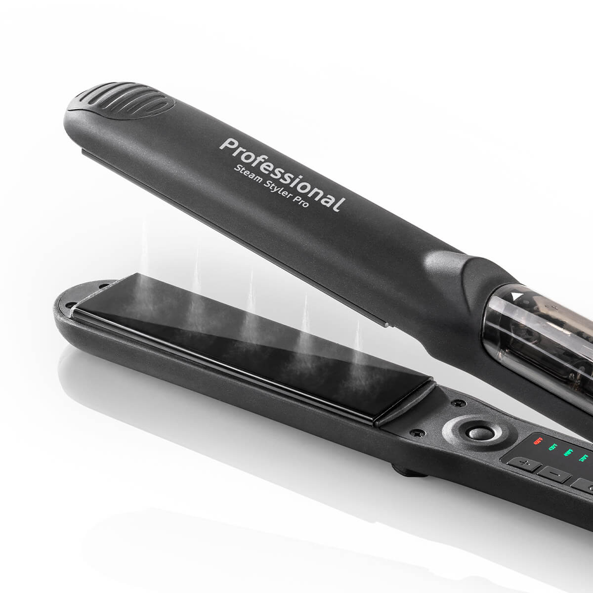 Placa de indreptat parul cu sistem de abur HAEGER STEAM STYLER PRO, Placi din titan, Temperatura reglabila 140-230 grade C, Maner rotativ, 6 temperaturi, Negru [1]