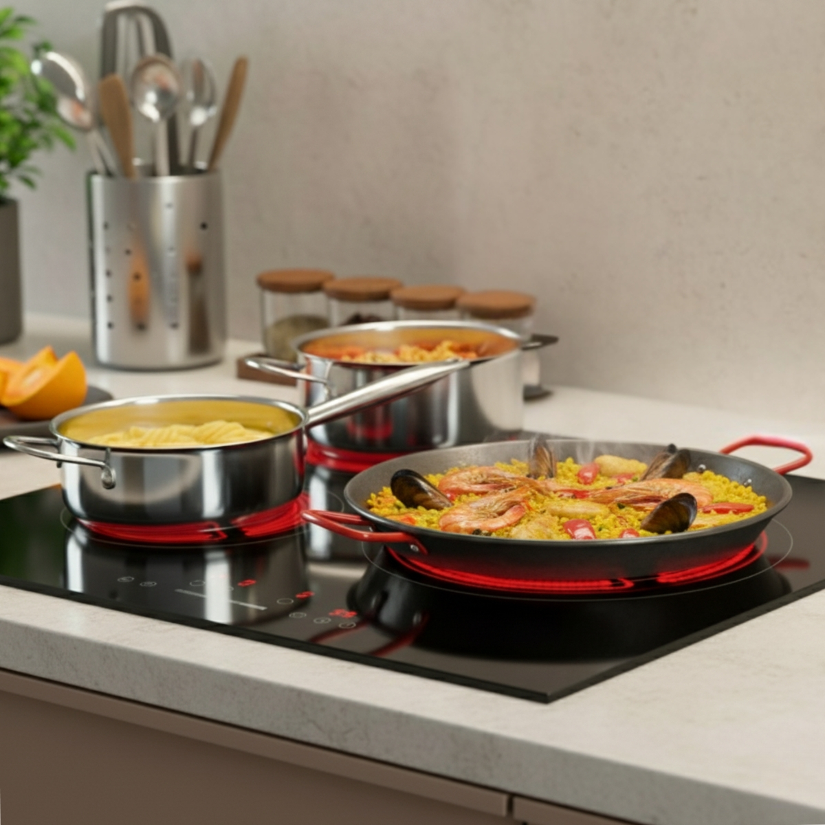 Plita vitroceramica incorporabila HAEGER VITRO HEAT 5700, 3 zone de gatit, Putere 5700 W, Comenzi tactile, Functie Stop & Go, Latime 60 cm [3]