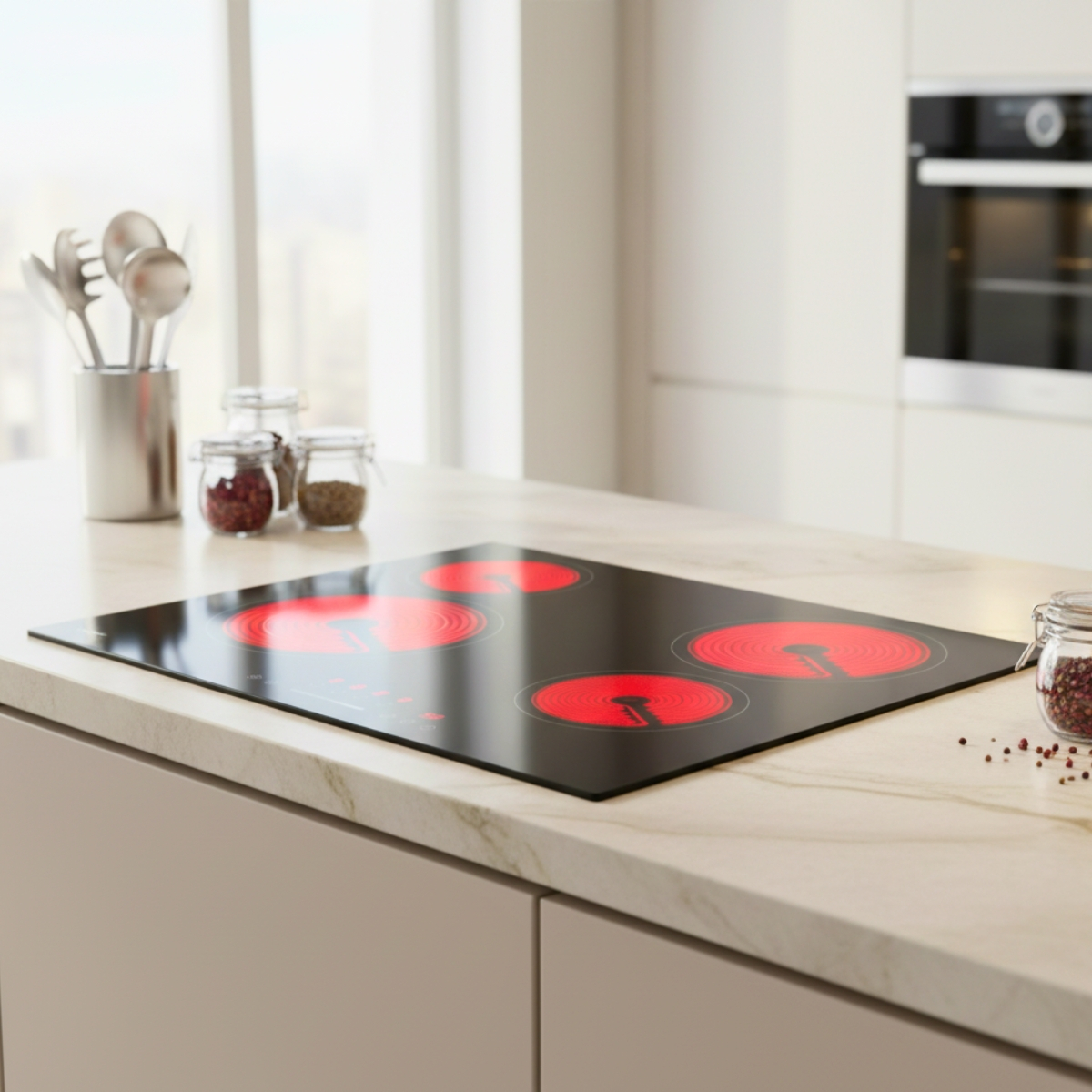 Plita vitroceramica incorporabila HAEGER VITRO HEAT 6400, 4 zone, Putere 6400 W, 9 trepte de putere, Comenzi tactile, Stop & Go, 60 cm [2]