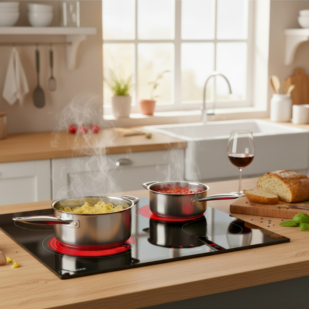 Plita vitroceramica incorporabila HAEGER VITRO HEAT 6400, 4 zone, Putere 6400 W, 9 trepte de putere, Comenzi tactile, Stop & Go, 60 cm [3]