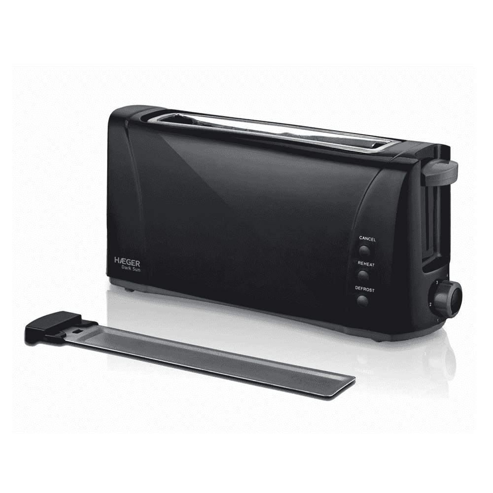 Prajitor de paine HAEGER DARK SUN multifunctional, Putere 1000 W, 2 felii, Fanta extra-lunga, 6 nivele de rumenire, Reincalzire, Decongelare, Negru [2]