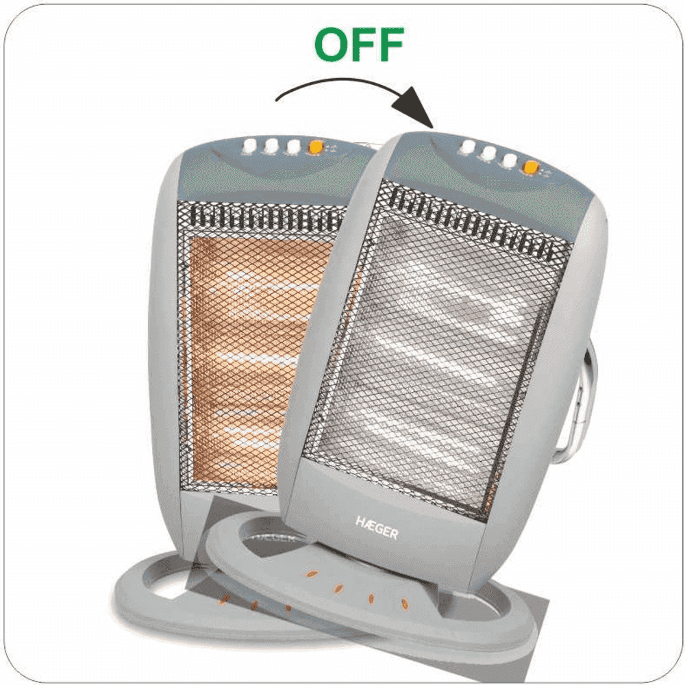 Radiator cu halogen HAEGER HALO PLUS 1200, Putere 1200 W, Element de incalzire cu halogen, Oscilatie automata 70 grade, Oprire automata la rasturnare [2]