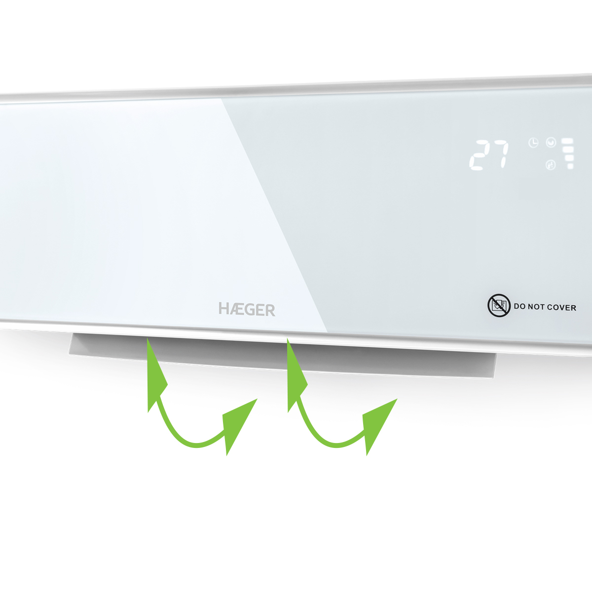 Radiator de perete ceramic HAEGER iSHINE, Putere 2000 W, 2 trepte 1000/2000 W, Suprafata din sticla, Ecran digital, Telecomanda, Termostat reglabil [3]