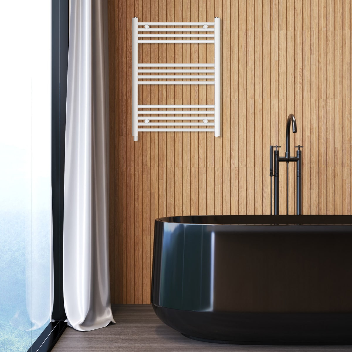 Radiator electric de baie portprosop HAEGER FAMILY WARM, Dimensiuni 80x60 cm, Putere 300 W, 13 bare de incalzire, Incalzire cu lichid termic, Alb [1]