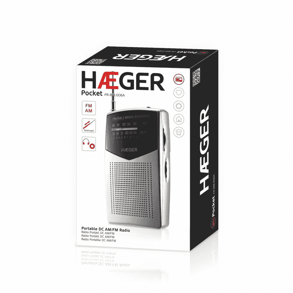 Radio portabil HAEGER POCKET, Receptie AM/FM, Acord analogic, Antena telescopica 29 cm, Indicator LED de functionare [2]