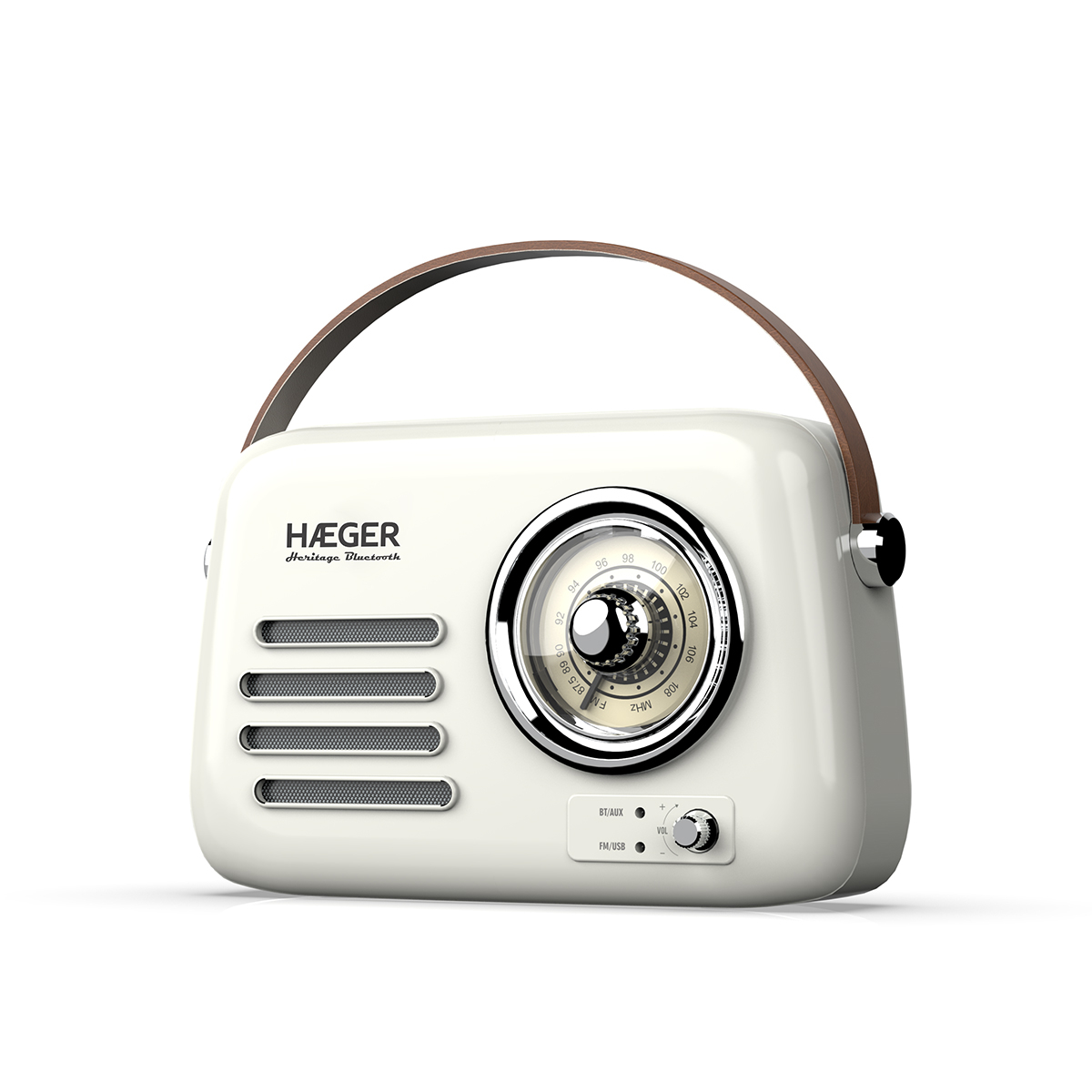 Radio vintage HAEGER HERITAGE cu Bluetooth, Design retro, Receptie AM/FM, USB, AUX, Autonomie 20 h, Incarcare USB-C, Crem [0]